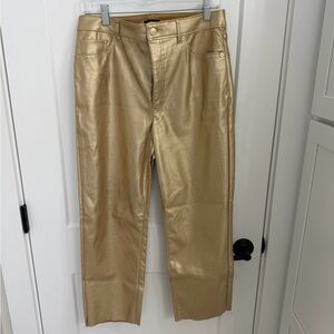 EXPRESS Shimmering Gold Ankle Cropped Pants